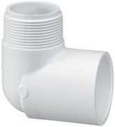Lasco 2" Slip x 2" MPT 90 Degree Elbow, White PV410020