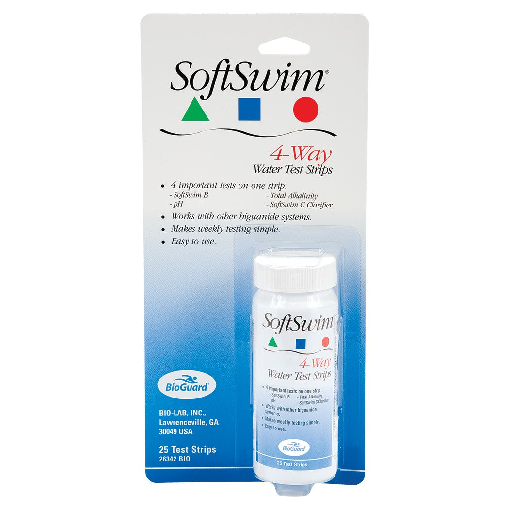 BioGuard SoftSwim 4-Way Test Strips — 25 Count product package